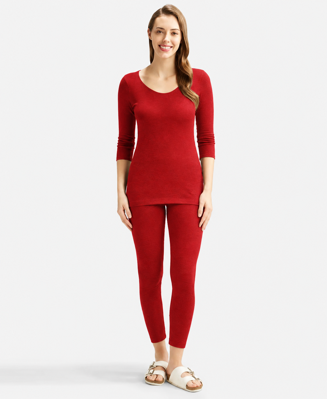 Super Combed Cotton Rich Three Quarter Sleeve Thermal Set with StayWarm Technology - tredMelange