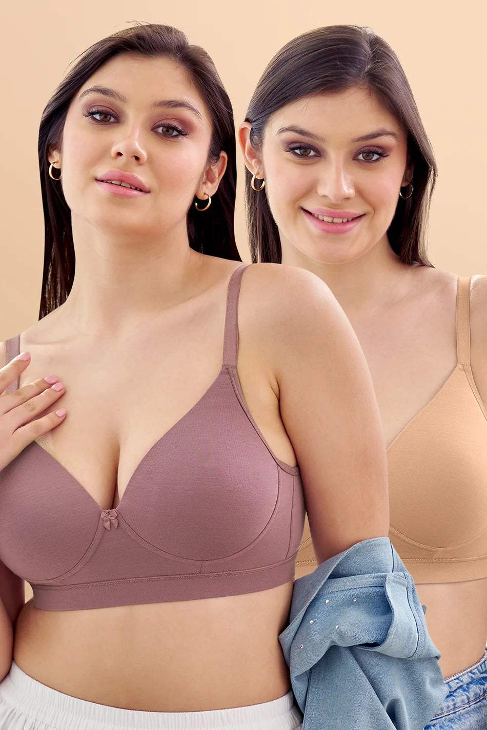 Soft Padded Cups Full Coverage T-Shirt Bra | M 5505 | L.Nude Rosy Brown