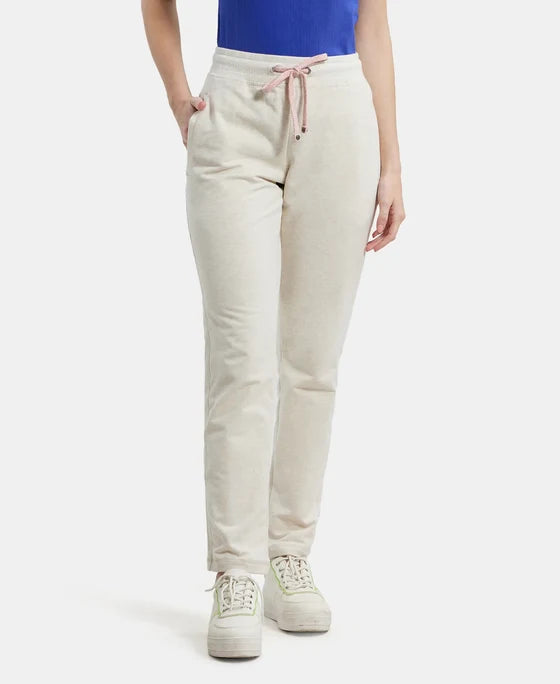 Super Combed Cotton French Terry Track Pant with Side Pockets - Cream Melange