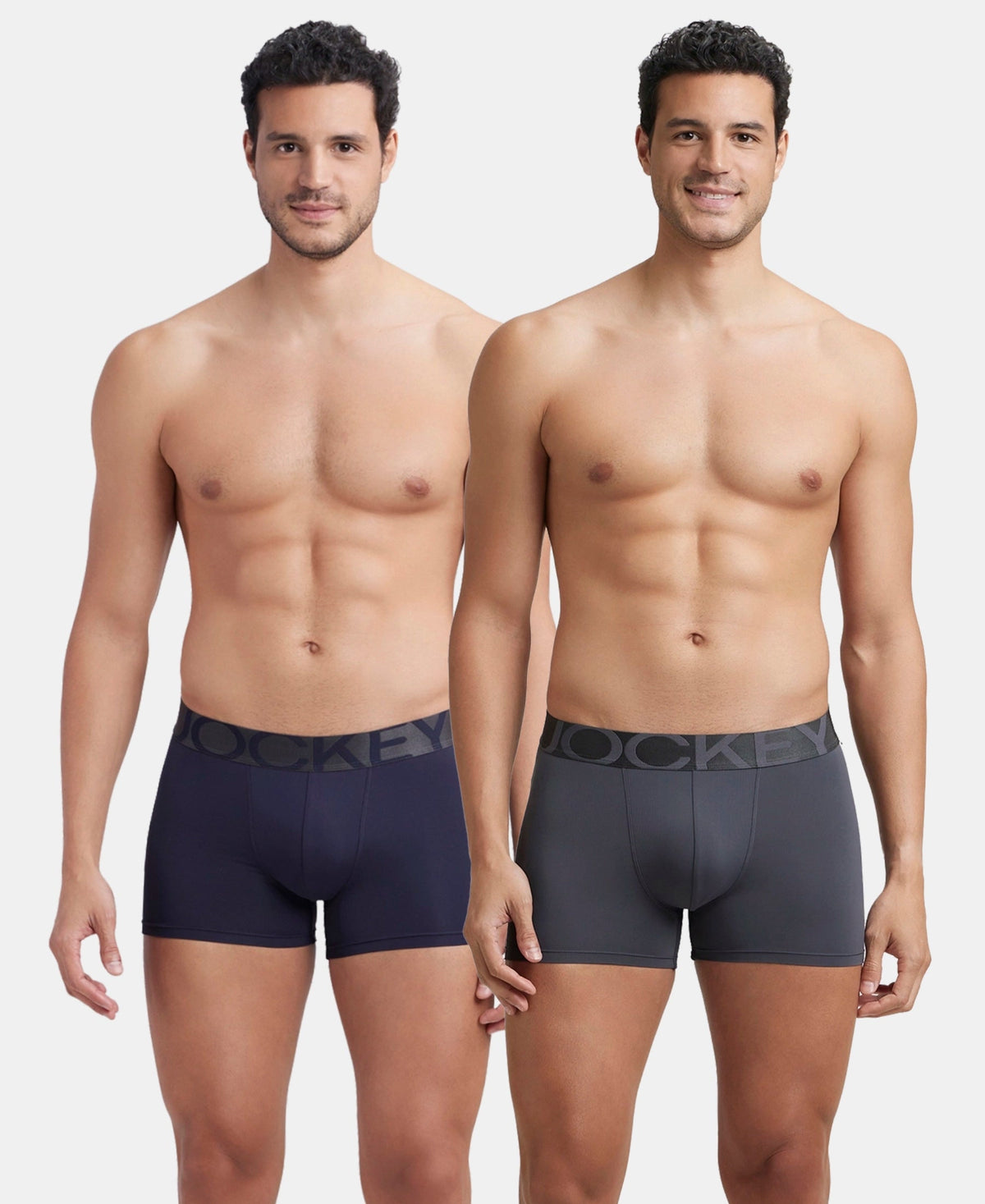 Tactel Microfiber Elastane Stretch Solid Trunk with Moisture Move Properties - Ebony & Navy (Pack of 2)