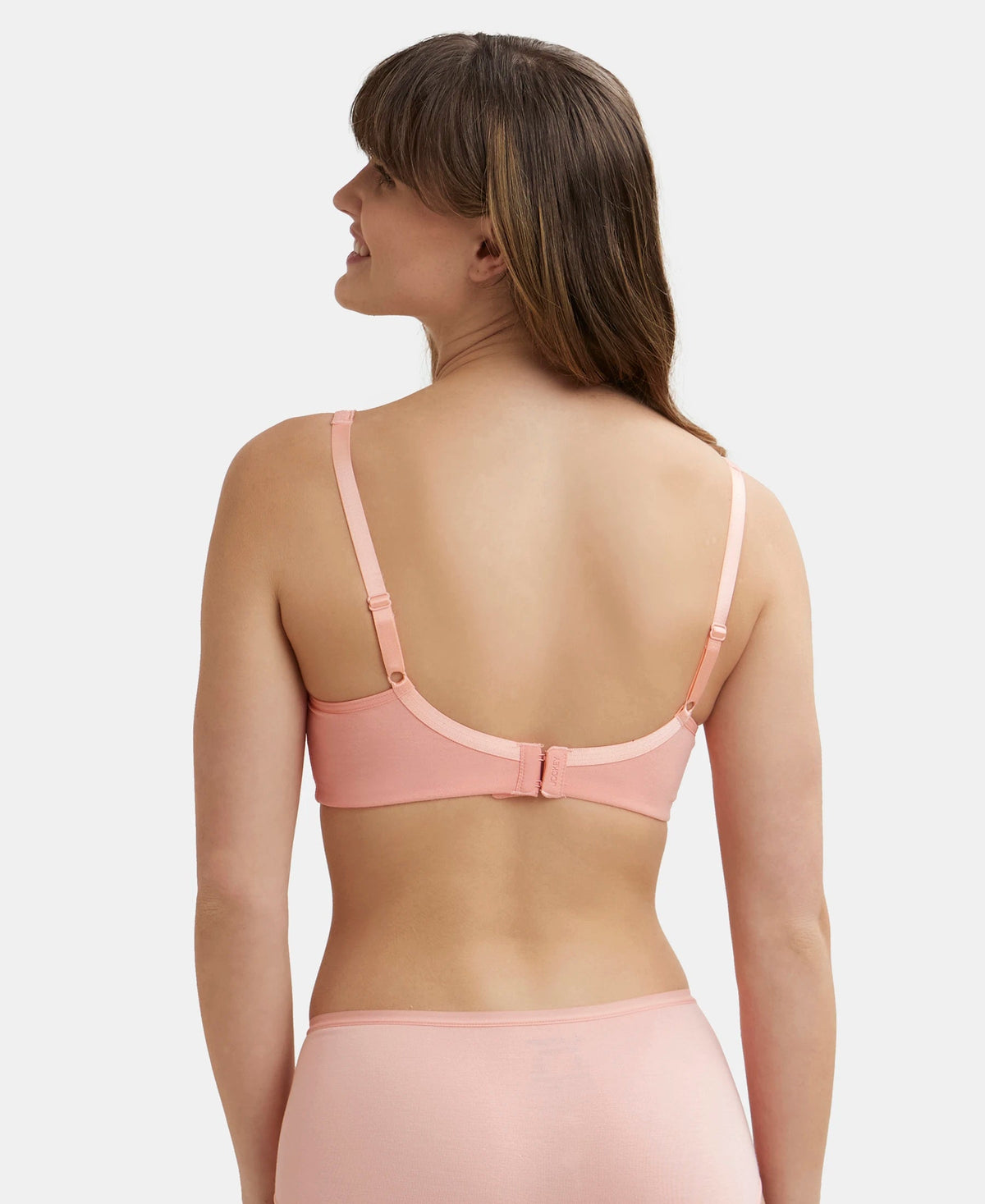 Wirefree Non Padded Super Combed Cotton Elastane Stretch Full Coverage Everyday Bra with Concealed Shaper Panel - Candlelight Peach