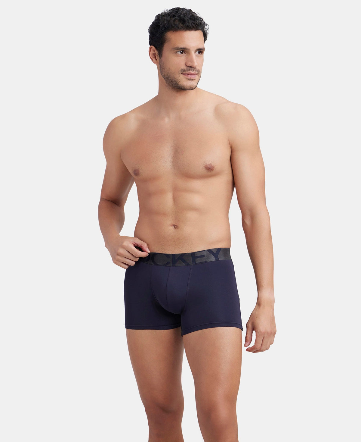Tactel Microfiber Elastane Stretch Solid Trunk with Moisture Move Properties - Ebony & Navy (Pack of 2)
