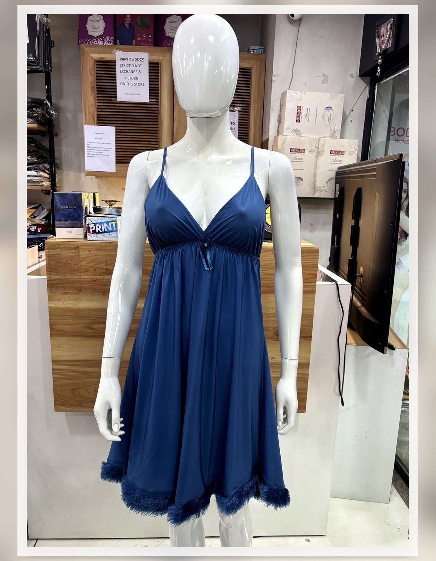 Feather Applique Nightdress - Blue
