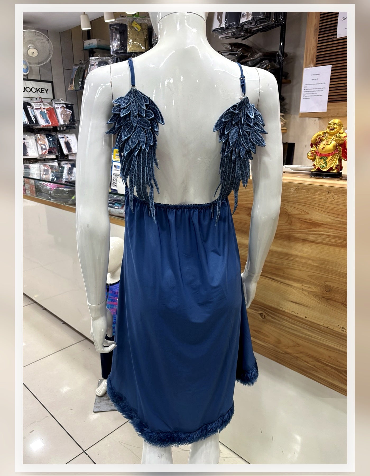 Feather Applique Nightdress - Blue
