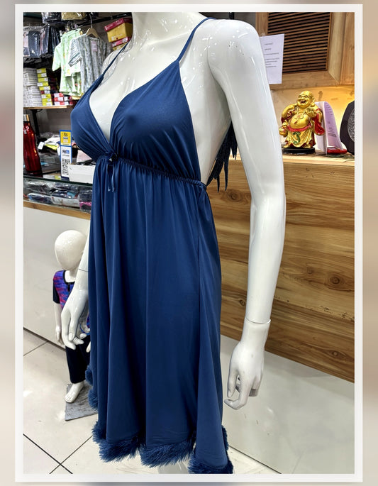 Feather Applique Nightdress - Blue