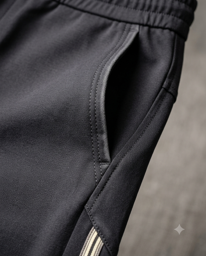 Men's Plus Size Stretchable Side Stripe Lower – Dark Charcoal Grey | L–5XL