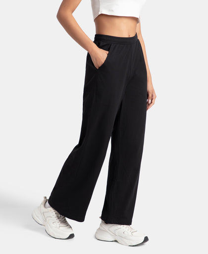 Super Combed Cotton Rich Straight Fit Wide Leg Pants