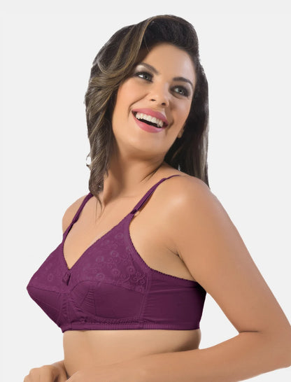 CREAM  Non-Padded Wirefree Seamless Cotton Full Coverage Bra with Adjustable Straps – CREAM