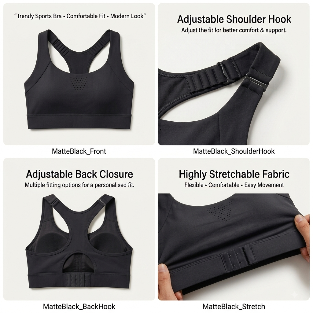 Premium Adjustable Sports Bra for High-Impact Workouts