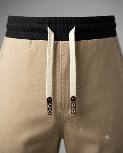 Men's Plus Size Stretchable Side Stripe Lower – Beige | L–5XL