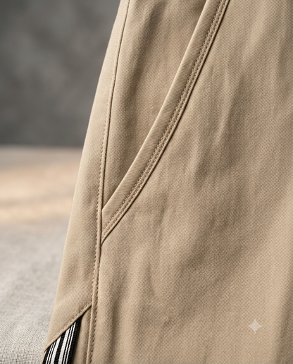 Men's Plus Size Stretchable Side Stripe Lower – Beige | L–5XL