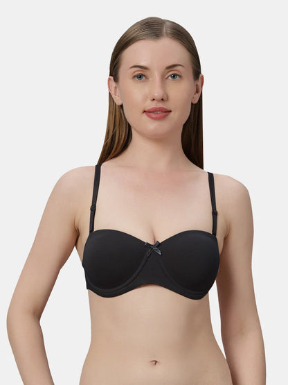 Heavily Padded Wired Cotton-Spandex Medium Coverage Multiway Fashion Bra with Detachable Transparent Straps – MAGICA