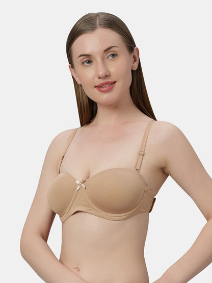 Heavily Padded Wired Cotton-Spandex Medium Coverage Multiway Fashion Bra with Detachable Transparent Straps – MAGICA
