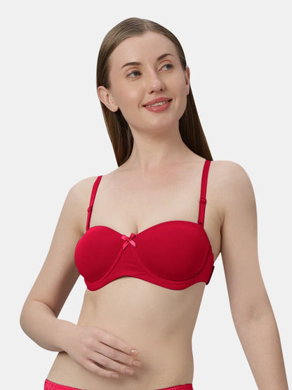 Heavily Padded Wired Cotton-Spandex Medium Coverage Multiway Fashion Bra with Detachable Transparent Straps – MAGICA