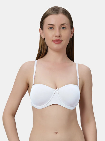Heavily Padded Wired Cotton-Spandex Medium Coverage Multiway Fashion Bra with Detachable Transparent Straps – MAGICA