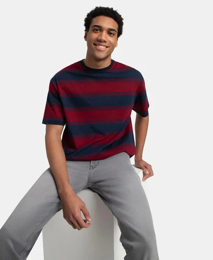 Super Combed Cotton Rich Striped Oversized T-Shirt