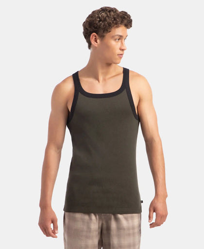 Super Combed Cotton Rib Square Neck Gym Vest