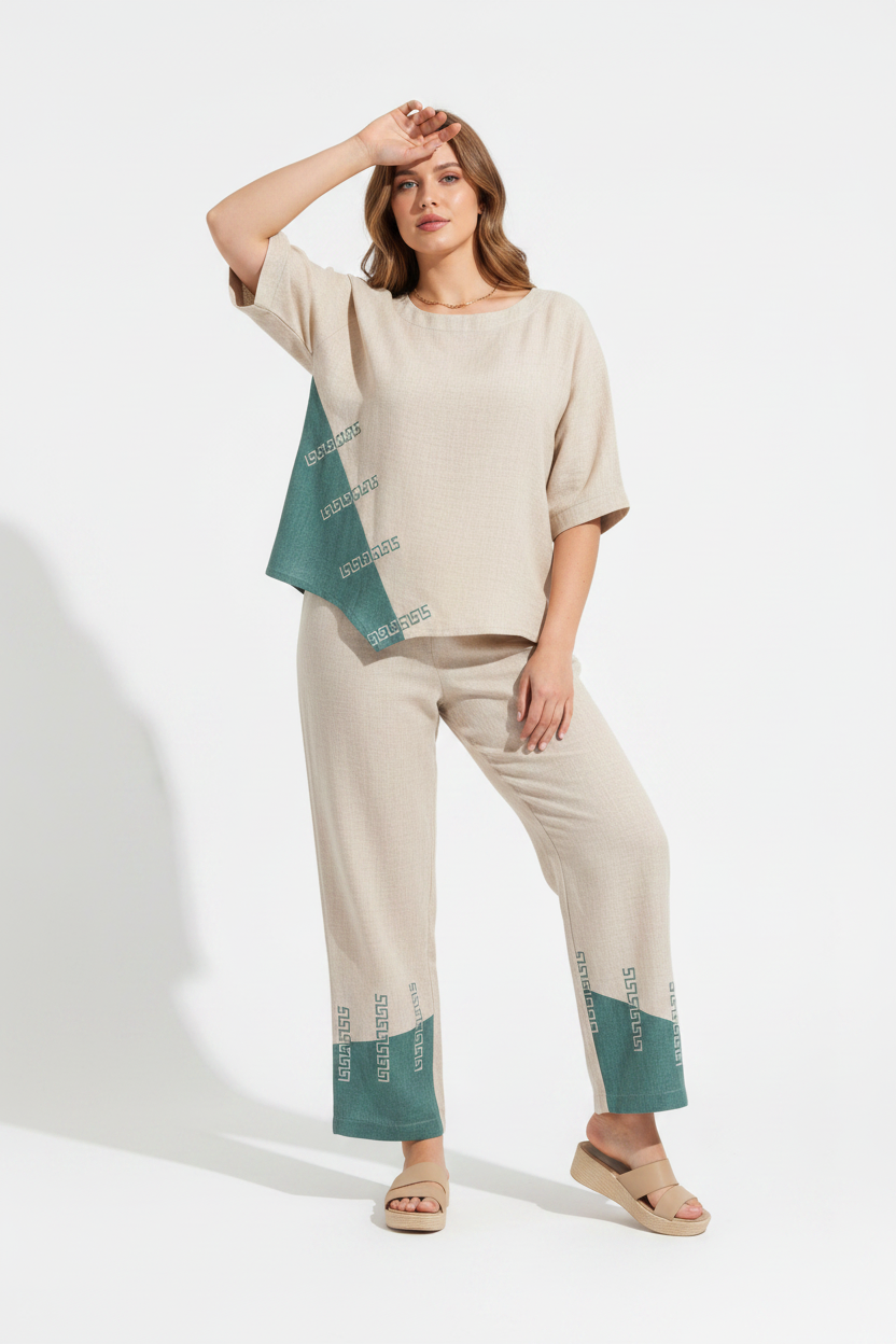 Premium Plus Size Linen Cotton Suit Set - view 2